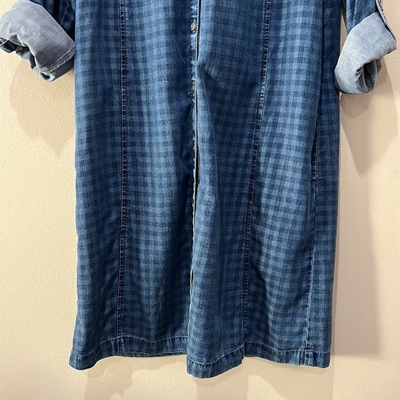 J Jill Denim Checkered Tab Sleeve Shift Dress in size S - Picture 4 of 12